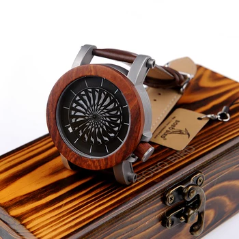 BOBO BIRD Mens Mechanical Watch Wood Bazel Waterproof Wristwatch with Real Leather Strap in Wood Gift Box relogio masculino