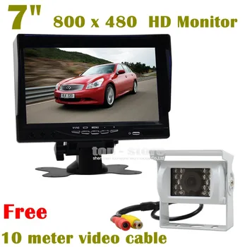 DIYKIT Quality HD 7 inch TFT LCD Display Rear View Car Monitor + Waterproof IR CCD Night Vision Rear View Car Camera White