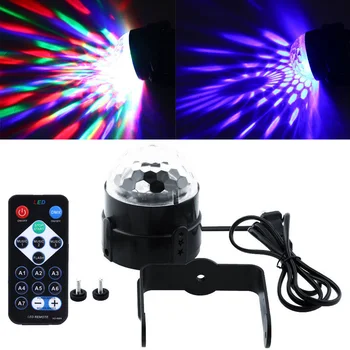 Remote Control Stage Light LED RGB DJ Disco Stage Lighting Ball Crystal Effect Pattern Lighting us plug FEN#