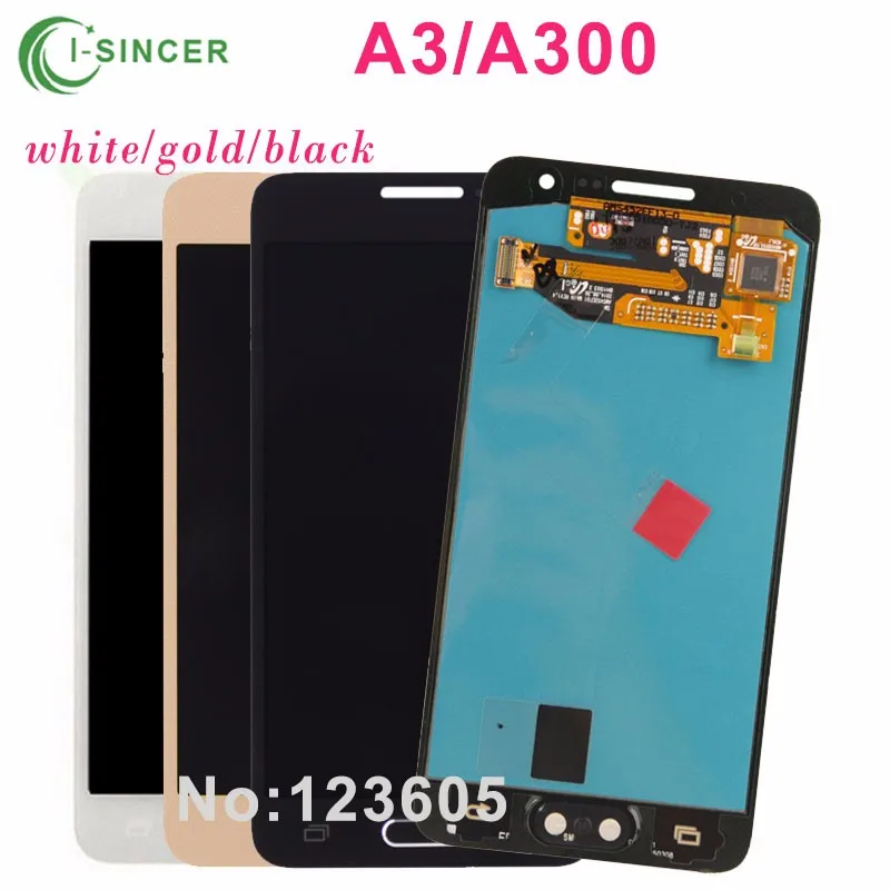 5PCS/LOT For Samsung Galaxy A3 A300 a3000 A300X A300H LCD Screen Display Digitizer Assembly with flex black/white/gold Free DHL
