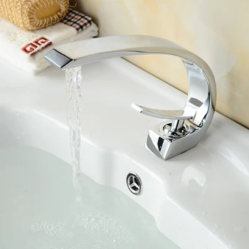Unique New and Hot Selling Brass Single Handle High-Arc Basin Water Faucet Mixer Chrome Centerset Bathroom Basin Mixer Faucet
