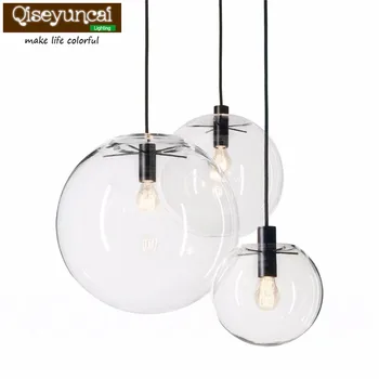 Nordic Pendant Lights Globe Chrome Lamp Glass Ball Pendant Lamp E27 Lustre Suspension Kitchen Light Fixture Indoor Home Lighting