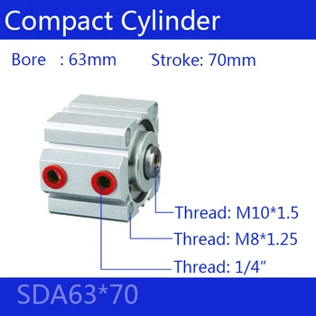 SDA63*70 63mm Bore 70mm Stroke Compact Air Cylinders SDA63X70 Dual Action Air Pneumatic Cylinder