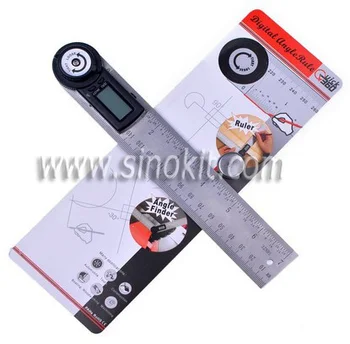 2in1 Digital Angle Finder Meter Protractor Stainless Steel with Moving Blade Ruler 360 degree 400mm