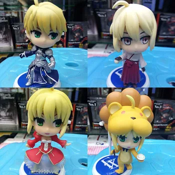 Fate stay night Saber 10th Anniversary Q Version PVC Action Figures Collectible Model Toys 10cm 4pcs/set KT1278