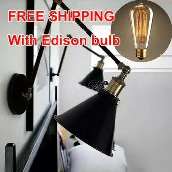 Vintage wall scone light E27 plated Loft american retro vintage iron lamp Antique wall lamp industrial E27 Bulb Fixtures