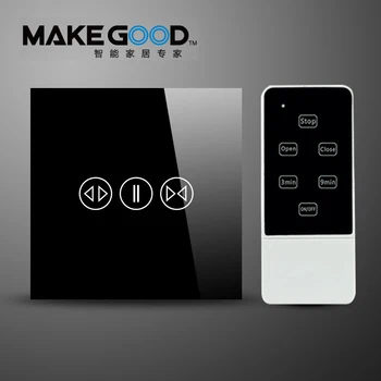 Makegood Smart Electric Touch Curtain Galss Panel EU Remote Control Wall Switch With LED indicator For less than 1000W