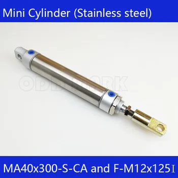 Pneumatic Stainless Air Cylinder 40MM Bore 300MM Stroke , MA40X300-S-CA, 40*300 Double Action Mini Round Cylinders