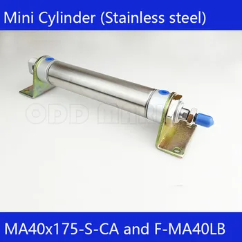 Pneumatic Stainless Air Cylinder 40MM Bore 175MM Stroke , MA40X175-S-CA, 40*175 Double Action Mini Round Cylinders
