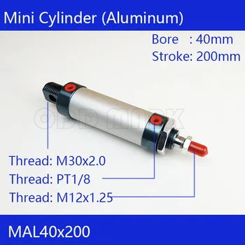 Barrel 40mm Bore200mm Stroke MAL40*200 Aluminum alloy mini cylinder Pneumatic Air Cylinder MAL40-200