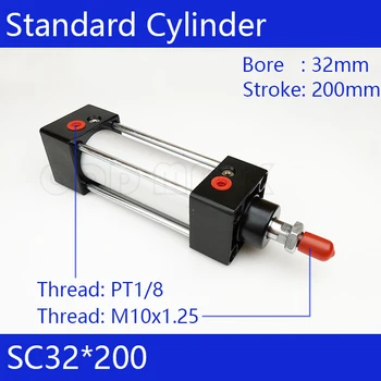 SC32*200 Standard air cylinders valve 32mm bore 200mm stroke SC32-200 single rod double acting pneumatic cylinder