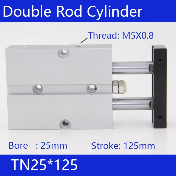 TN25*125 25mm Bore 125mm Stroke Compact Air Cylinders TN25X125-S Dual Action Air Pneumatic Cylinder