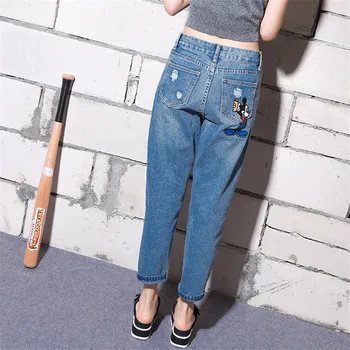 YONO New Fashion Women Jeans Skinny High Waist Cartoon Denim Pants Capris Harem Pants Slim Trousers Pantalon Femme Plus Size 5XL