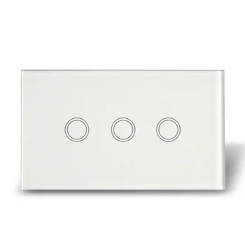 3 keys, US style touch light switch, Crystal tempered glass panel, AC110-240V, 5% discount wall switch,