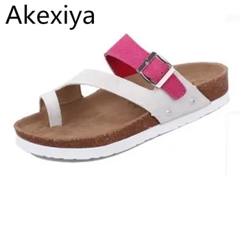 Akexiya Han Edition Set Unisex Women Shoes Flat Summer Authentic Toe Couples Cork sandals, Slippers Antiskid Beach Shoes