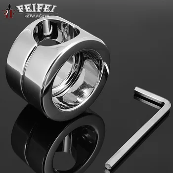 Super heavy weight stainless steel metal screw lock penis rings testicle scrotum stretcher restraint cock ring sex toys for men