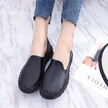 Odetina 2017 Fashion Women Casual Shoes Spring Flats Solid Color Loafers Slip on Female Soft Comfortable Flat Shoes For Mother