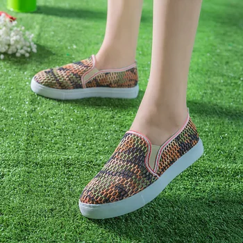 SexeMara Brand New Breathable Air Mesh Fitness Slimming Shoes Women Slip on Platform Network Soft Casual Shoes Wild Flats Woman