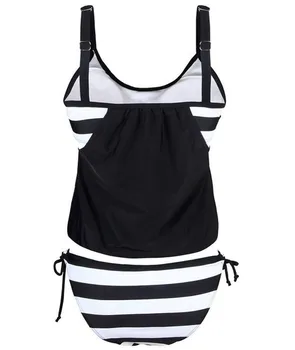2 Piece Swimwear Women Stripes Lined Up Double Up Tankini Swimsuits Women 2016 Sport Bathing Suit Plus Size Maillot De Bain