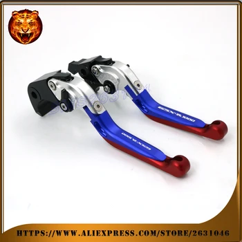 Adjustable Folding Extendable Brake Clutch Lever Motorcycle For SUZUKI GSXR1000 GSXR 2007 2008 BLUE WITH LOGO CNC