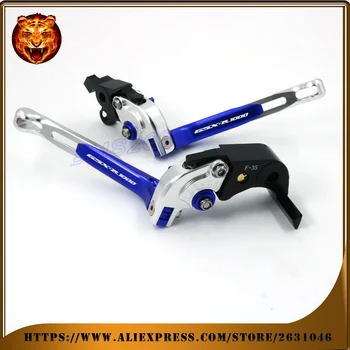 Adjustable Folding Extendable Brake Clutch Lever Motorcycle For SUZUKI GSXR1000 GSXR 2007 2008 BLUE WITH LOGO CNC