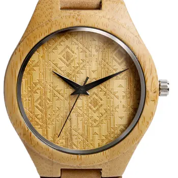 Mens Watches Top Brand Luxury Minimalist Novel Bamboo Nature Wood Genuine Leather Band Strap Men Women Quartz Watch Fashion
