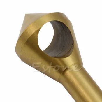 4pcs/Set Chamfer Countersink Deburring Drill Bit Set Crosshole Cutting Metal Tool Gold