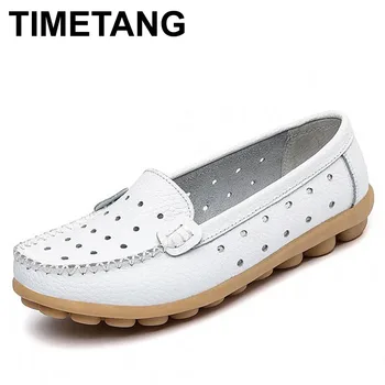 TIMETANG spring flats woman women's genuine leather shoes mother shoes flat slip-resistant casual shoes women comfort shoes
