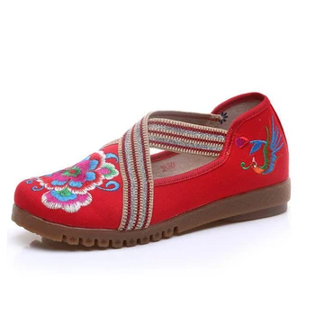 HEE GRAND Elastic Fexible Embroider Women Canvas Shoes Handmade Hemp Ethnic Style Comfortable Flats XWD5136