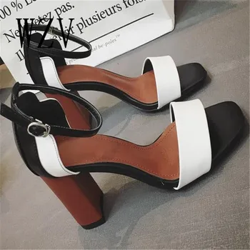 WZV 2017 Women sandals buckle strap summer Color matching shoes woman fashion Thick high heels Gladiator sandals women sandals