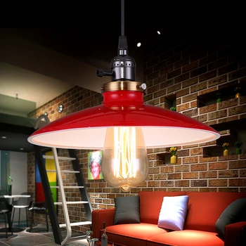 European vintage black&white&red iron art pendant lights Industry style E27 LED hang lamps for dining room&porch&stairs CYDD008A