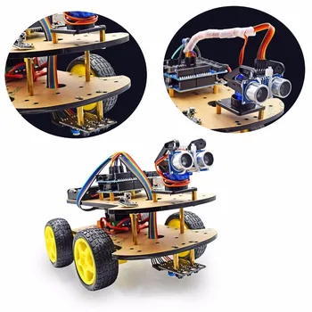 Multi-function DIY 4WD Robot Car Kits Ultrasonic Module UNO R3 MEGA328P Robot Car Assembly Kit for ARDUINO