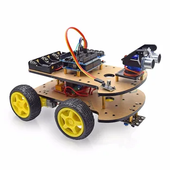Multi-function DIY 4WD Robot Car Kits Ultrasonic Module UNO R3 MEGA328P Robot Car Assembly Kit for ARDUINO