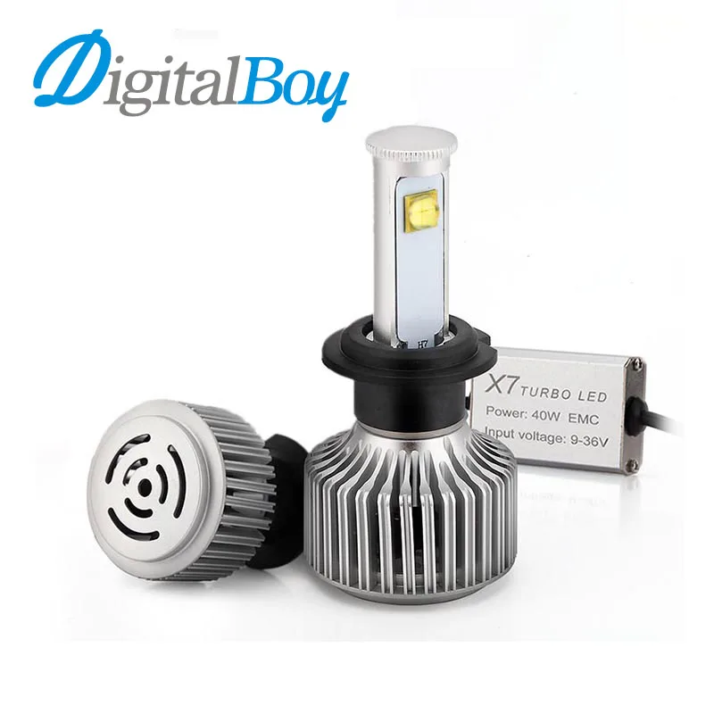 DIGITALBOY Car Headlight H7 LED Bulb 80W 7200LM 6000K Headlamp Bulbs Car LED Conversion Kit Super Bright Automobile Car Lighting