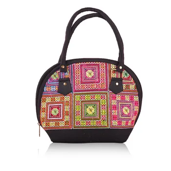 Embroidery Shell Bag Women Fashion Geometric Small Handbag Designer Ethnic Style Classy Casual Hand Bag Ladies Commute Handbag