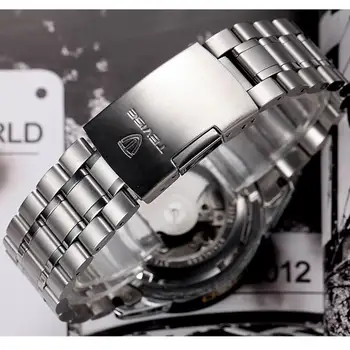 Men Full Steel Automatic Mechanical Watches Top Brand TEVISE Chronograph Tourbillon Clock Men Wristwatch Military Watches Men