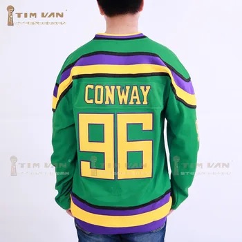 TIM VAN STEENBERGE Ducks Movie Jersey #96 Charlie Conway Hockey Jersey Stitched All Sewn-Green