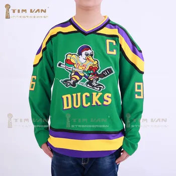 TIM VAN STEENBERGE Ducks Movie Jersey #96 Charlie Conway Hockey Jersey Stitched All Sewn-Green