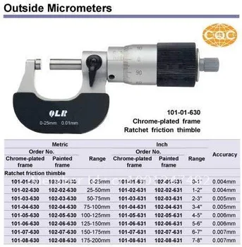 Article one hundred line micrometer . scribed line outside micrometer. 0-25mm. 0-1inch.Quality goods