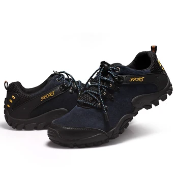 OUDADASI Outdoor Trekking Mountain Shoes Men Black/Blue Breathable Light Men's Hiking Shoes Trekking Walking Sneakers Hunting