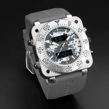 INFANTRY Men Sport Digital Watches Military Army Outdoor Dual Display Quartz Watch Waterproof Square Face Rubber Band Male Clock