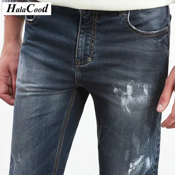 HALACOOD 2017 Mr Fashion Sexy Cotton Large Plus Size 40 42 44 46 48 50 52 Elastic Men's Jeans Homme Long Trousers Skinny Jeans