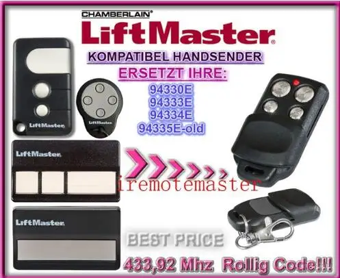 Chamberlain liftmaster 94335e 94330e 94334e 94333e replacement garage door remote control