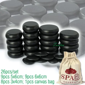 New! TONTIN 26pcs/set Hot massage energy body stone set Salon SPA with bag CE and ROHS 9pcs (5x6)+9pcs(6x6)+8