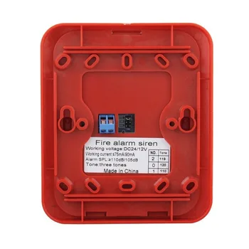Fire Alarm Siren Red Sound and White Flash Light for Fire Safety Systems