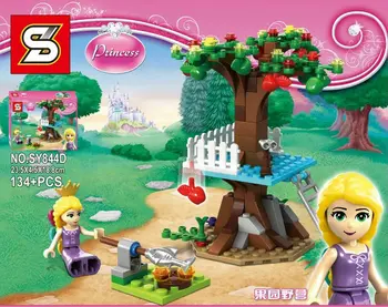 4pcs/Set Ariel's Amazing Treasures Magical Kiss Rapunzel Cinderella Tower Princess Mini Set Series Girls Lepin SY844