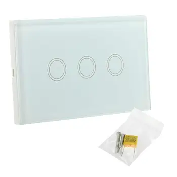 US/AU Standard Touch Light Switch, Crystal Glass Panel, 3 Gang 1 Way Wall Light Touch ON/OFF Switch For Smart Home AC110-250V