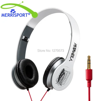 MERRISPORT Headphones Over Ear 3.5mm Headset Stereo Headset Headphone(Attack On Titan) for Iphone Samsung Computer MP3 MP4 White