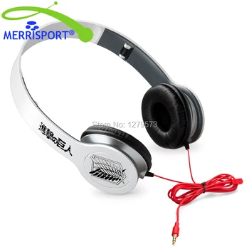 MERRISPORT Headphones Over Ear 3.5mm Headset Stereo Headset Headphone(Attack On Titan) for Iphone Samsung Computer MP3 MP4 White
