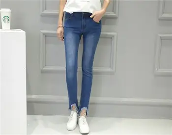 Female woman plus maxi size clothing girls skinny pencil jeans ripped hole pants for women fashion 6525